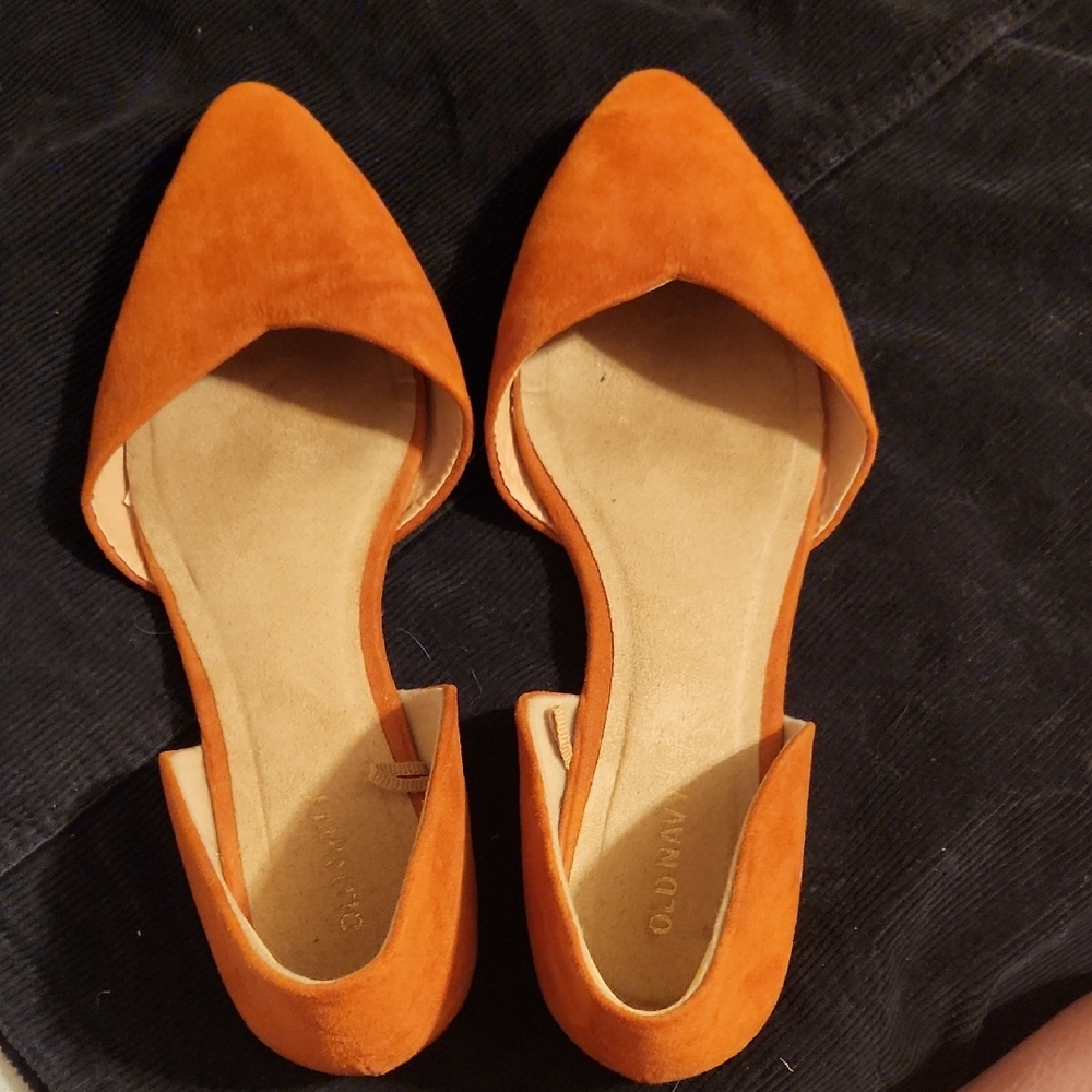 Old Navy Orange/rust Colored Suede Women's Ballet Flats